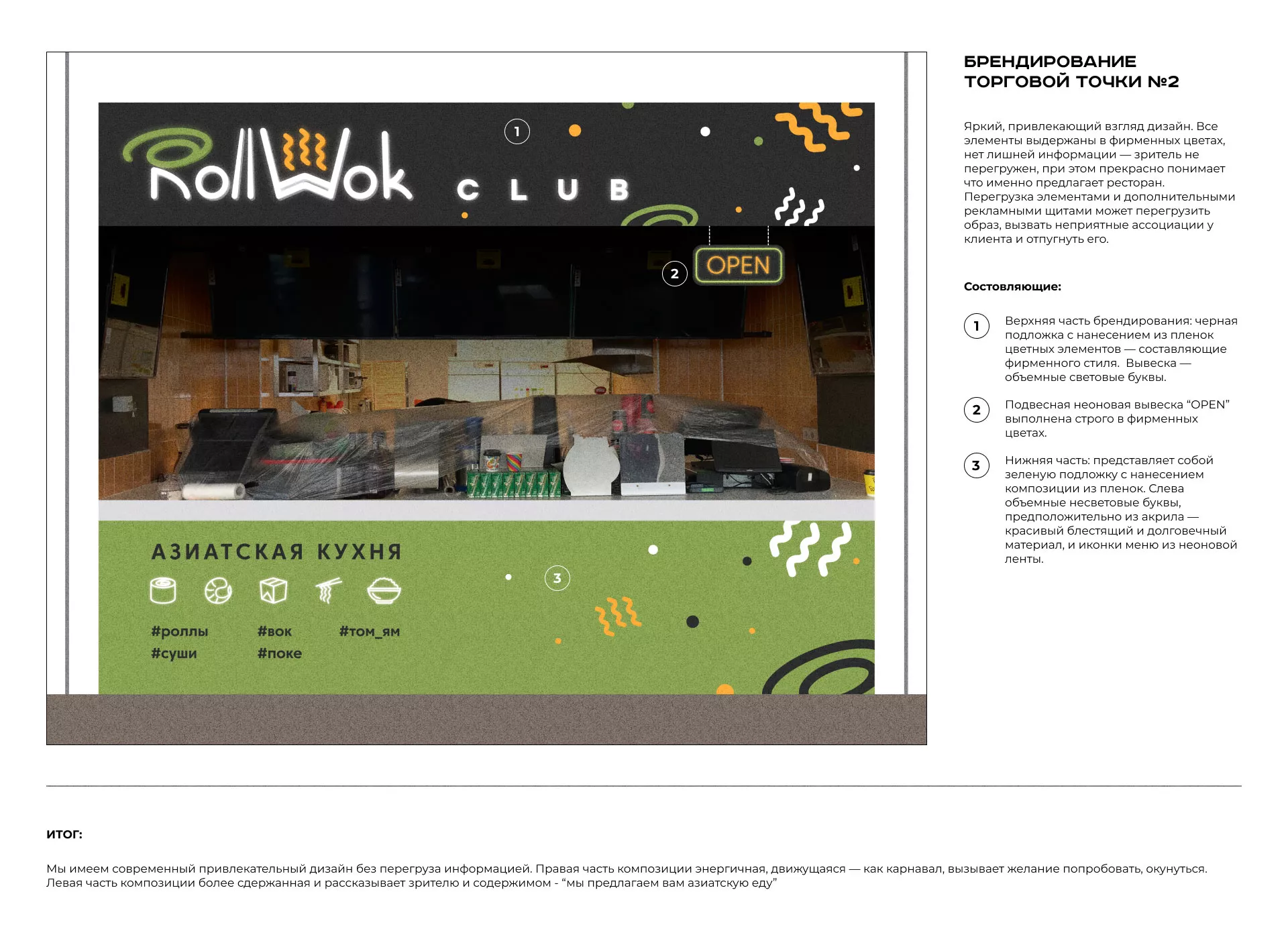 Брендирование торговых точек суши-бара «Roll Wok Club» в Мантурово