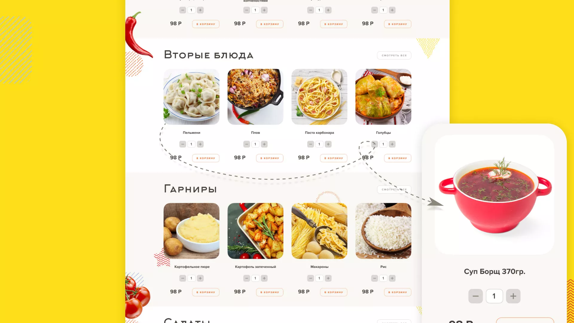 Разработка сайта кафе-столовой «Суп-Мясо-Салат» в Мантурово